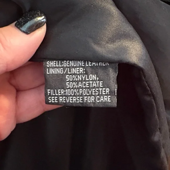 Black Leather Jacket with Red Accents - Picture 5 of 5